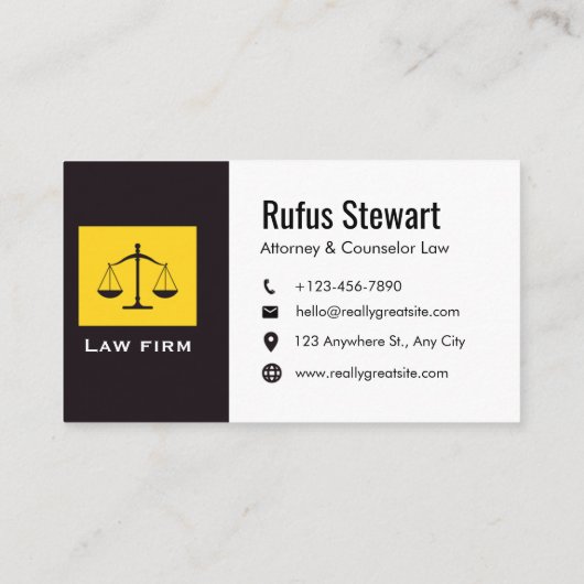 Elegant Lawyer Business Card | Attorney & Legal  名刺 (裏面)