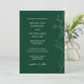 Elegant Leaf Emerald Green Wedding Invitation 招待状 (スタンド正面)