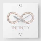 Elegant Leaf Infinity Symbol Minimalist  スクエア壁時計 (正面)