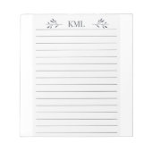 Elegant Leaf Monogram Personalized Lined ノートパッド (正面)