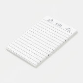 Elegant Leaf Monogram Personalized Lined ポストイット (アングル)