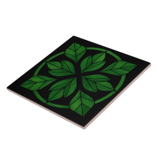 Elegant Leaves Pattern Ceramic Tile タイル (側面)