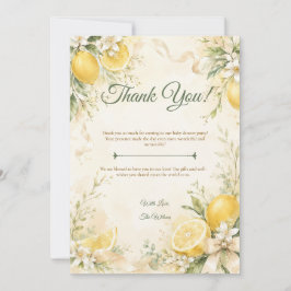Elegant Lemon Botanical Baby Shower サンキューカード