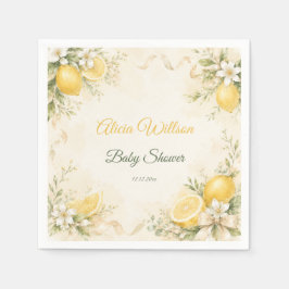 Elegant Lemon Botanical Baby Shower スタンダードカクテルナプキン