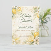 Elegant Lemon Botanical Baby Shower 招待状 (スタンド正面)