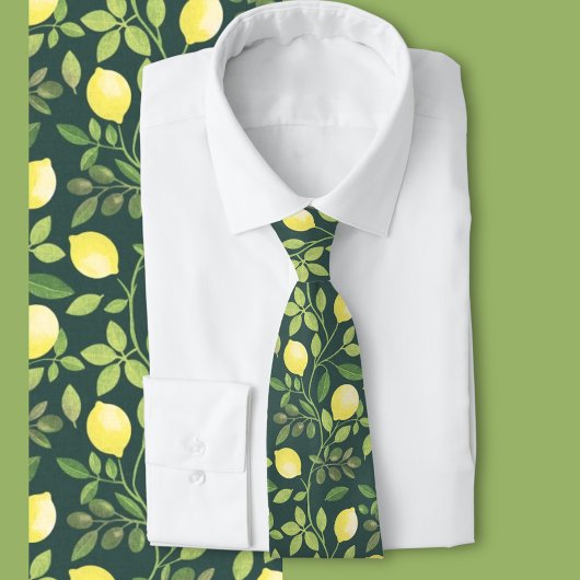 Elegant Lemon Botanical Pattern Fashion  ネクタイ