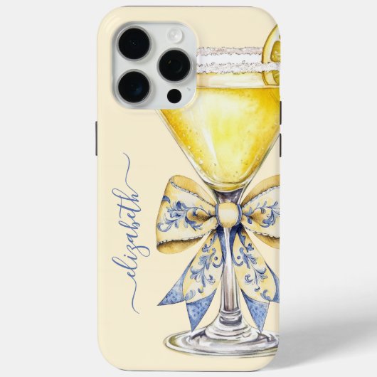 Elegant Lemon Drop Martini Monogrammed Case-Mate iPhoneケース (裏面)
