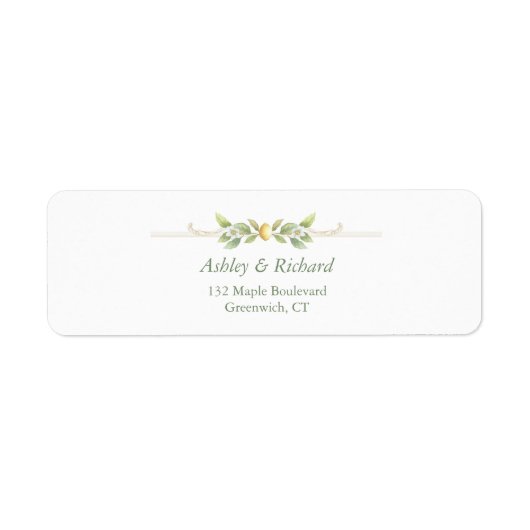 Elegant Lemon Greenery Return Address ラベル (正面)
