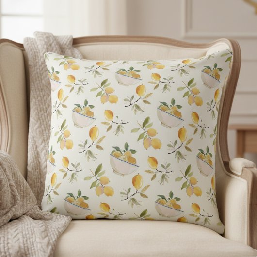 Elegant Lemon Pattern Throw Pillow クッション