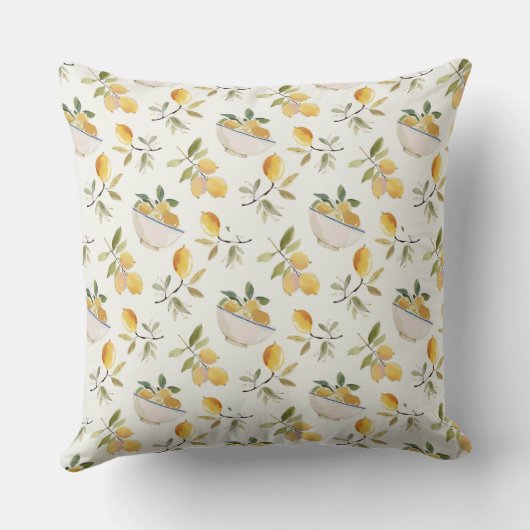 Elegant Lemon Pattern Throw Pillow クッション (裏面)