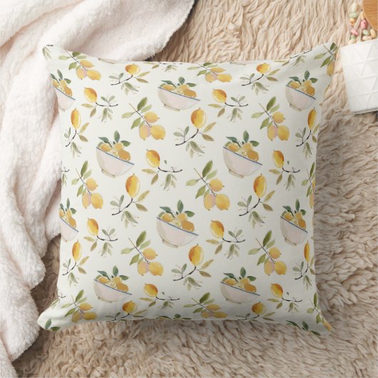 Elegant Lemon Pattern Throw Pillow クッション (ブランケット)