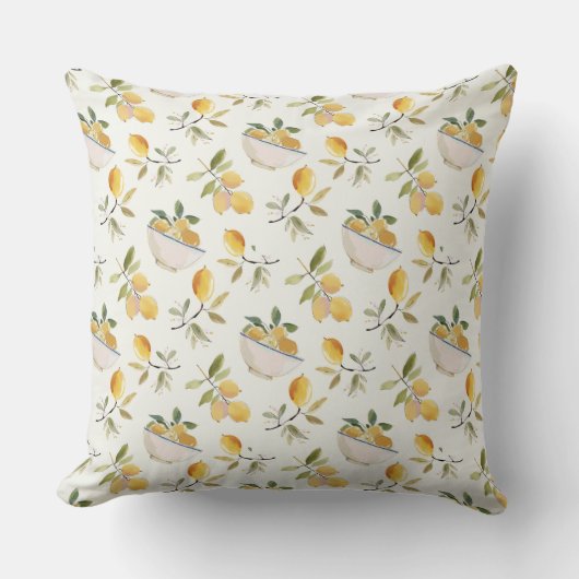 Elegant Lemon Pattern Throw Pillow クッション (正面)
