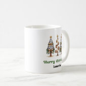 Elegant leopard christmas trees custom name mug コーヒーマグカップ (正面右)