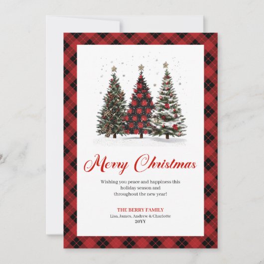 Elegant Leopard Pattern Christmas Tree Greeting  シーズンカード (正面)