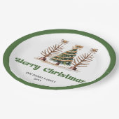 Elegant Leopard Print Christmas Tree Paper Plates ペーパープレート (アングル)