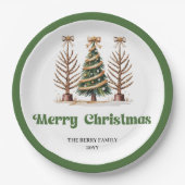 Elegant Leopard Print Christmas Tree Paper Plates ペーパープレート (正面)