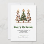 Elegant Leopard Print Watercolor Christmas Tree  シーズンカード (正面)