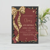 Elegant Leopard Print Wild Cherry Glam Birthday 招待状 (スタンド正面)