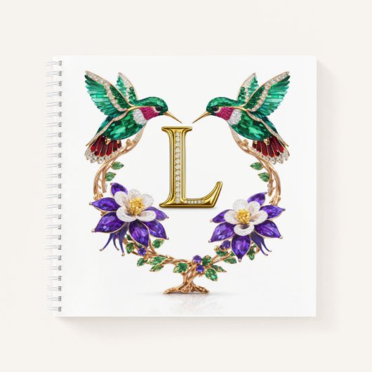 Elegant Letter L Wedding Planner Hummingbird ノートブック (正面)