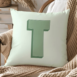 Elegant Letter T Monogram Personalized Initial クッション