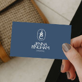 Elegant Lettering Monogram Logo Blue/Ivory 名刺