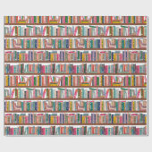 Elegant Library Bookshelf Pattern ラッピングペーパー (フラット)