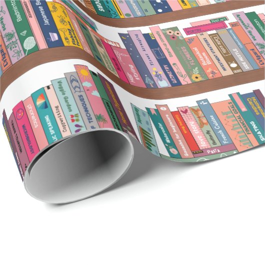 Elegant Library Bookshelf Pattern ラッピングペーパー (ロールコーナー)