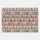 Elegant Library Bookshelf Pattern Wrapping Paper ラッピングペーパーシート (正面3)