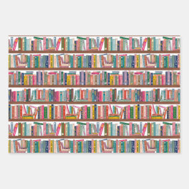 Elegant Library Bookshelf Pattern Wrapping Paper ラッピングペーパーシート