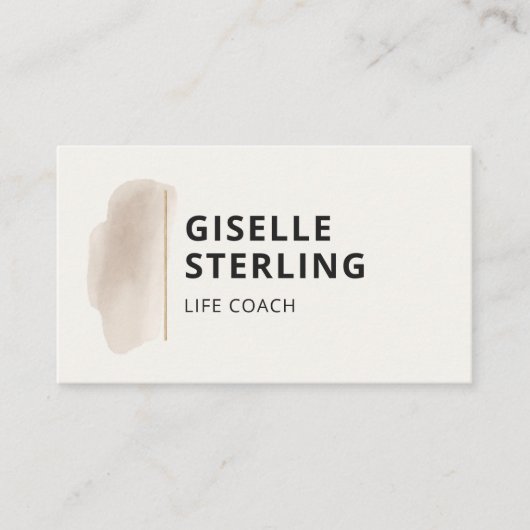 Elegant Life Coach Neutral Beige Watercolor  名刺 (正面)