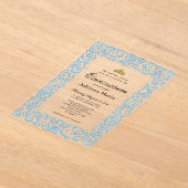 Elegant Light Blue 15th Birthday Quinceanera アクリル招待状 (レイダウン)