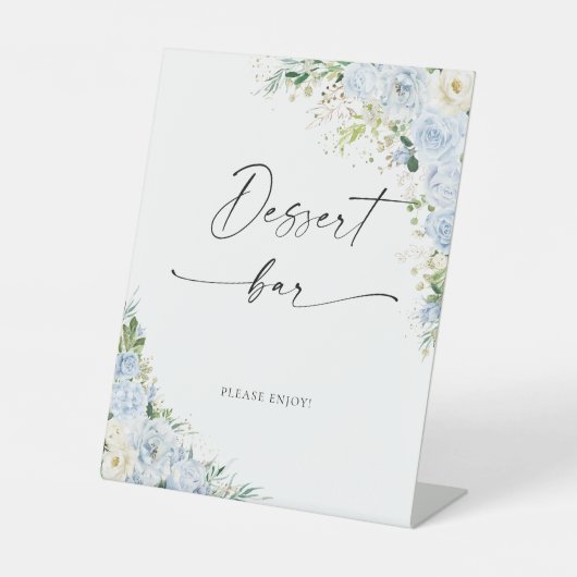 Elegant Light Blue Baby Shower Dessert Bar Sign 台座サイン (正面)