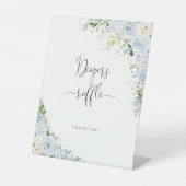 Elegant Light Blue Baby Shower Diapers Raffle Sign 台座サイン (正面)