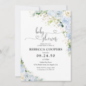 Elegant Light Blue Baby Shower Invitation 招待状 (正面)