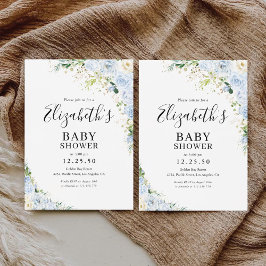 Elegant Light Blue Baby Shower Invitation 招待状