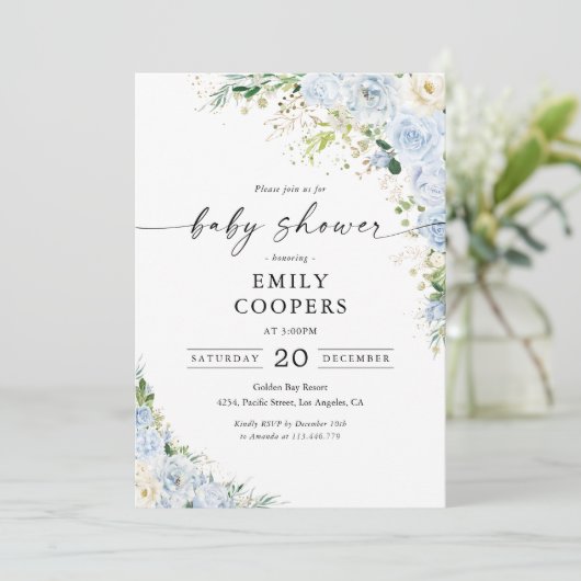 Elegant Light Blue Baby Shower Invitation 招待状 (スタンド正面)