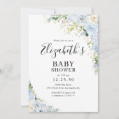 Elegant Light Blue Baby Shower Invitation 招待状 (正面)
