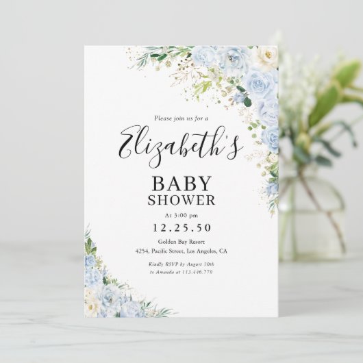 Elegant Light Blue Baby Shower Invitation 招待状 (スタンド正面)