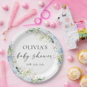 Elegant Light Blue Baby Shower Paper Plate ペーパープレート (パーティー)
