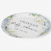Elegant Light Blue Baby Shower Paper Plate ペーパープレート (アングル)