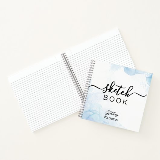 Elegant light blue custom Name  ノートブック (内部)