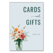 Elegant Light Blue Floral Bouquet テーブルナンバー (裏面)