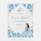 Elegant Light Blue Floral Quinceañera Welcome アクリルサイン (正面)