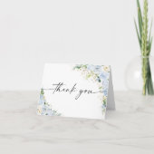 Elegant Light Blue Floral Thank You Card サンキューカード (正面)