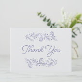 Elegant Light Blue Floral Vines Thank You Card 招待状 (スタンド正面)