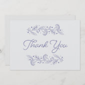 Elegant Light Blue Floral Vines Thank You Card 招待状 (正面/裏面)