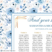 Elegant Light Blue Gold Vintage Seating Chart ポスター