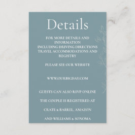 Elegant light blue leaf Enclosure Card Details エンクロージャーカード