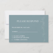 Elegant light blue Leaf  RSVP card (正面)