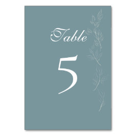 Elegant light blue leaf Table Number Card テーブルナンバー